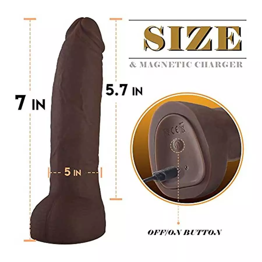 7" Realistic Dildo Vibrator Sex Toy with Strong Motor and 10 Modes of Vibrations, Black Vibrating Anal Dildos for Vagina and Ana
