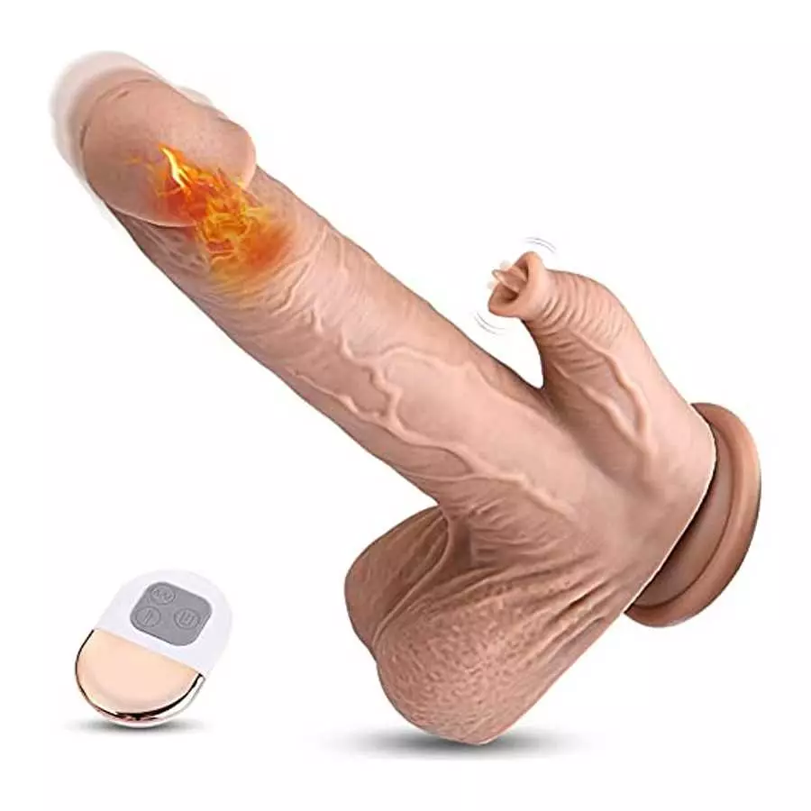 UTIMI 9.0" Realistic Thrusting Vibrating Dildo Sex Toy for Women with 3 Thrusting & 5 Licking & 5 Vibration Modes for Hands-Free
