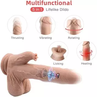 UTIMI 9.0" Realistic Thrusting Vibrating Dildo Sex Toy for Women with 3 Thrusting & 5 Licking & 5 Vibration Modes for Hands-Free