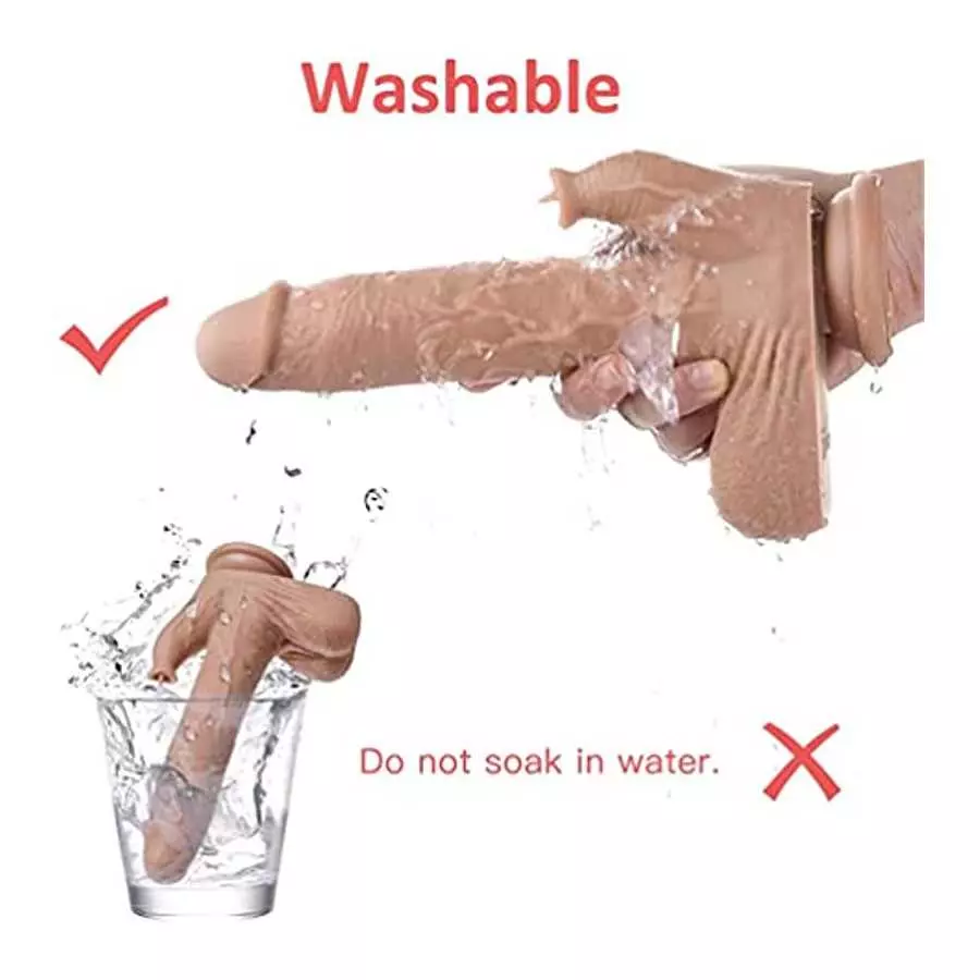 UTIMI 9.0" Realistic Thrusting Vibrating Dildo Sex Toy for Women with 3 Thrusting & 5 Licking & 5 Vibration Modes for Hands-Free