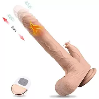 UTIMI 9.0" Realistic Thrusting Vibrating Dildo Sex Toy for Women with 3 Thrusting & 5 Licking & 5 Vibration Modes for Hands-Free