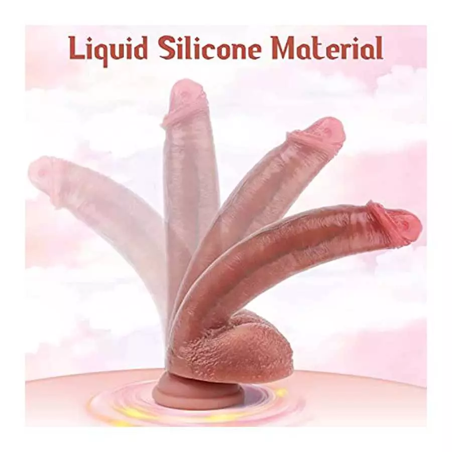 Realistic Dildo for Women, Anal G-Spot Dildo with Lifelike Glans Veins Testicles & Hands-Free Strong Suction Cup, 8.5'' Liquid S