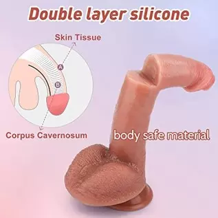 Realistic Dildo for Women, Anal G-Spot Dildo with Lifelike Glans Veins Testicles & Hands-Free Strong Suction Cup, 8.5'' Liquid S