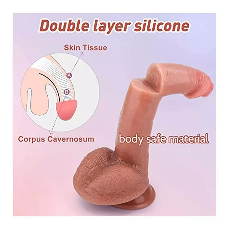 Realistic Dildo for Women, Anal G-Spot Dildo with Lifelike Glans Veins Testicles & Hands-Free Strong Suction Cup, 8.5'' Liquid S