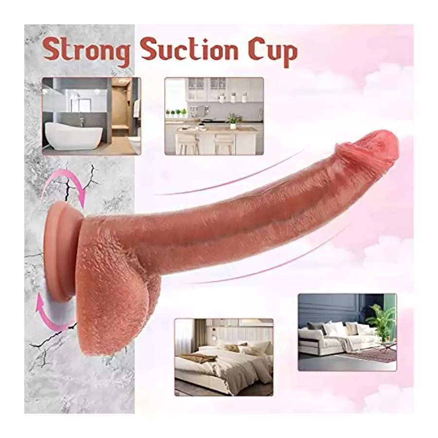Realistic Dildo for Women, Anal G-Spot Dildo with Lifelike Glans Veins Testicles & Hands-Free Strong Suction Cup, 8.5'' Liquid S