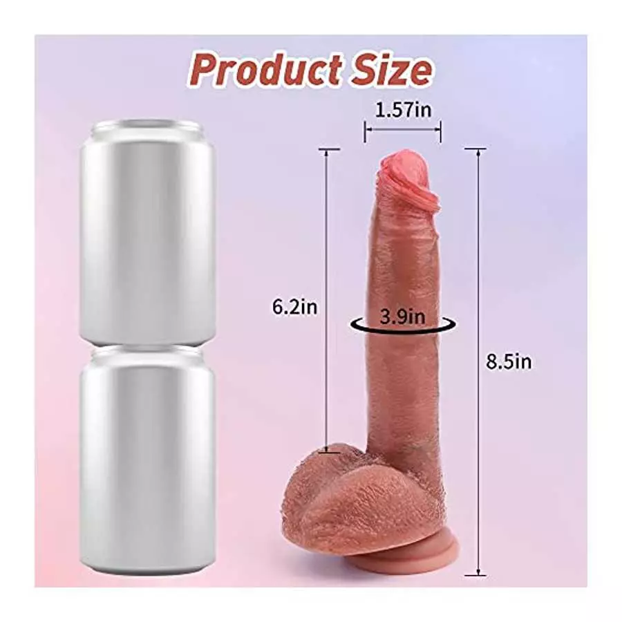 Realistic Dildo for Women, Anal G-Spot Dildo with Lifelike Glans Veins Testicles & Hands-Free Strong Suction Cup, 8.5'' Liquid S