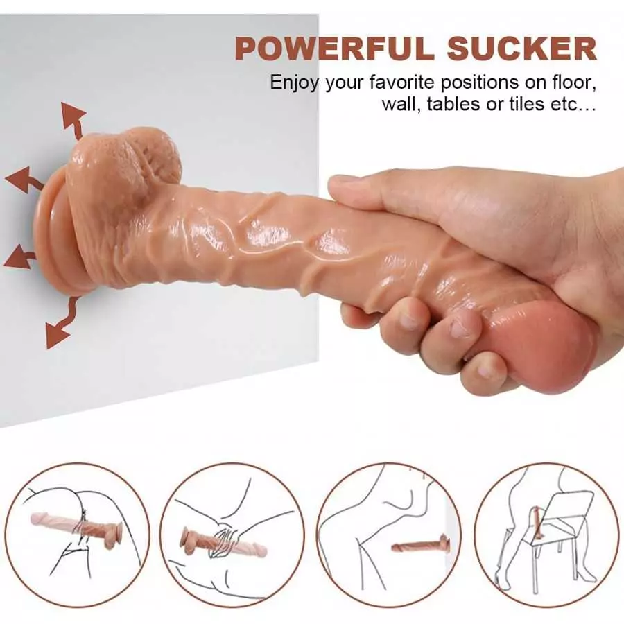 Yoekey 10 Inch Realistic Dildo, Extremely Soft and Flexible Silicone Dildo with Strong Suction Cup for Hands-Free Play, Lifelike