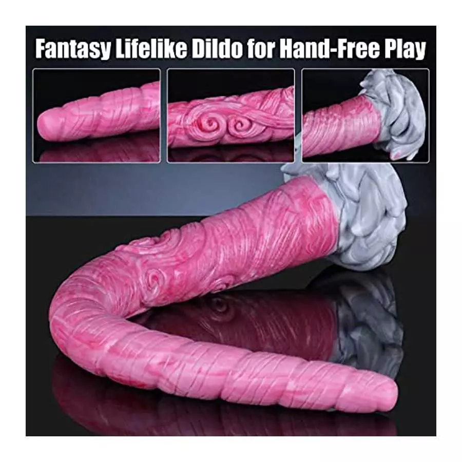 17.70 Inches Super Long Monster Snake Anal Plug Dildo, Platinum Silicone Unicorn Tentacle G spot Massage Dildo Penis Cock Dong S
