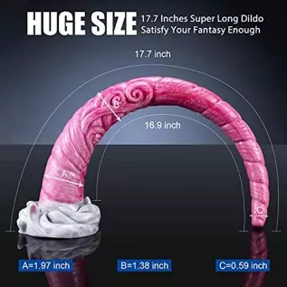 17.70 Inches Super Long Monster Snake Anal Plug Dildo, Platinum Silicone Unicorn Tentacle G spot Massage Dildo Penis Cock Dong S