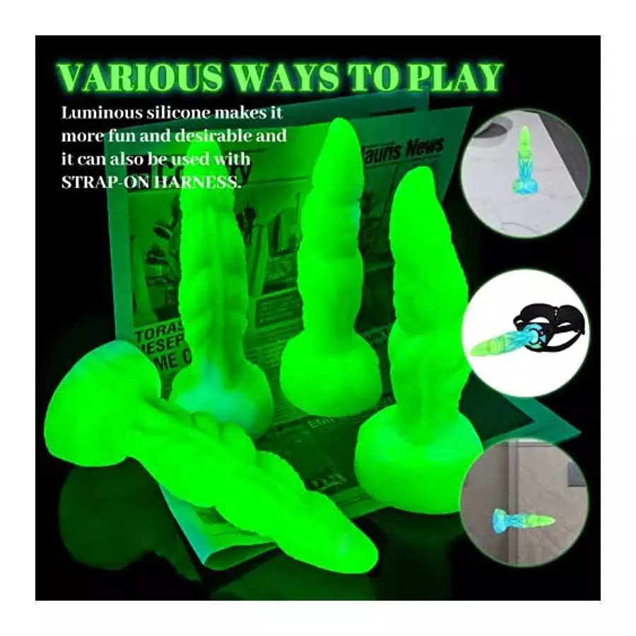 8.1in Luminous Monster Realistic Dildo with Strong Suction Cup, Leyuto Basilisk Dragon Silicone Anal Dildos Flexible Cock with C