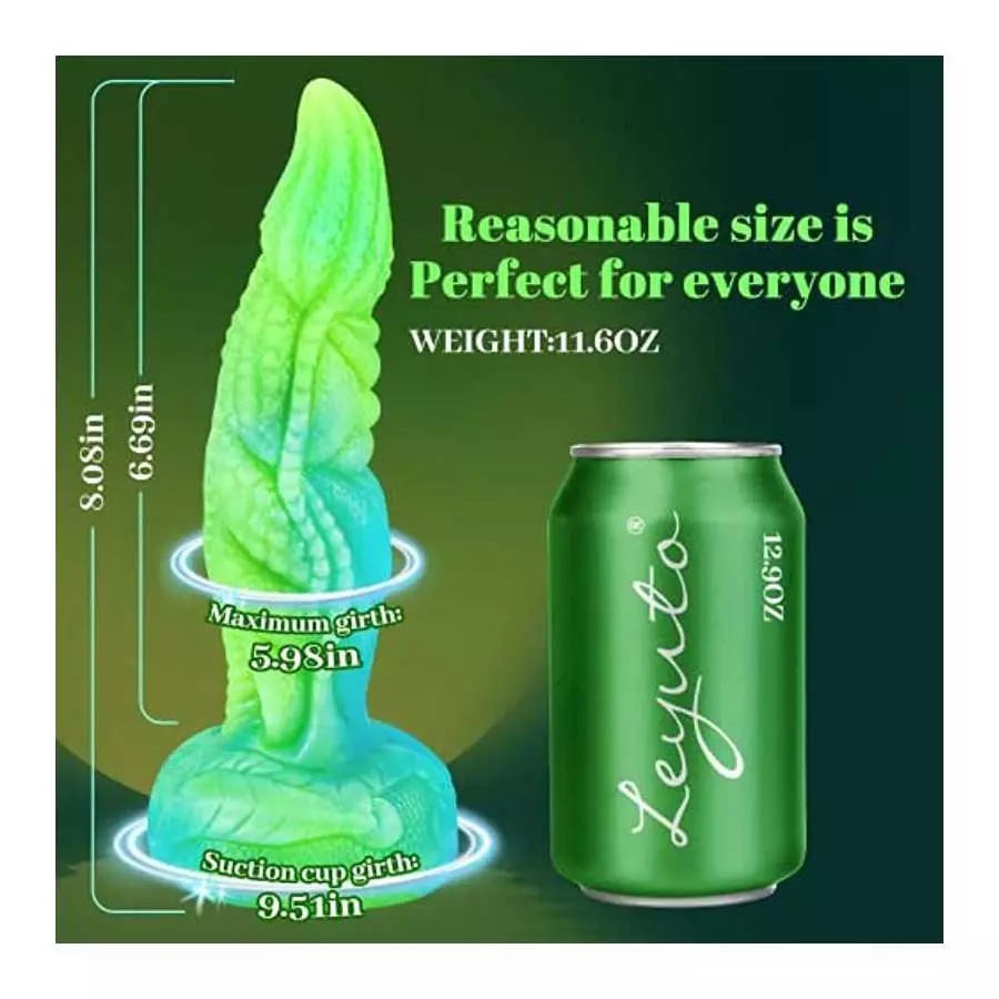 8.1in Luminous Monster Realistic Dildo with Strong Suction Cup, Leyuto Basilisk Dragon Silicone Anal Dildos Flexible Cock with C