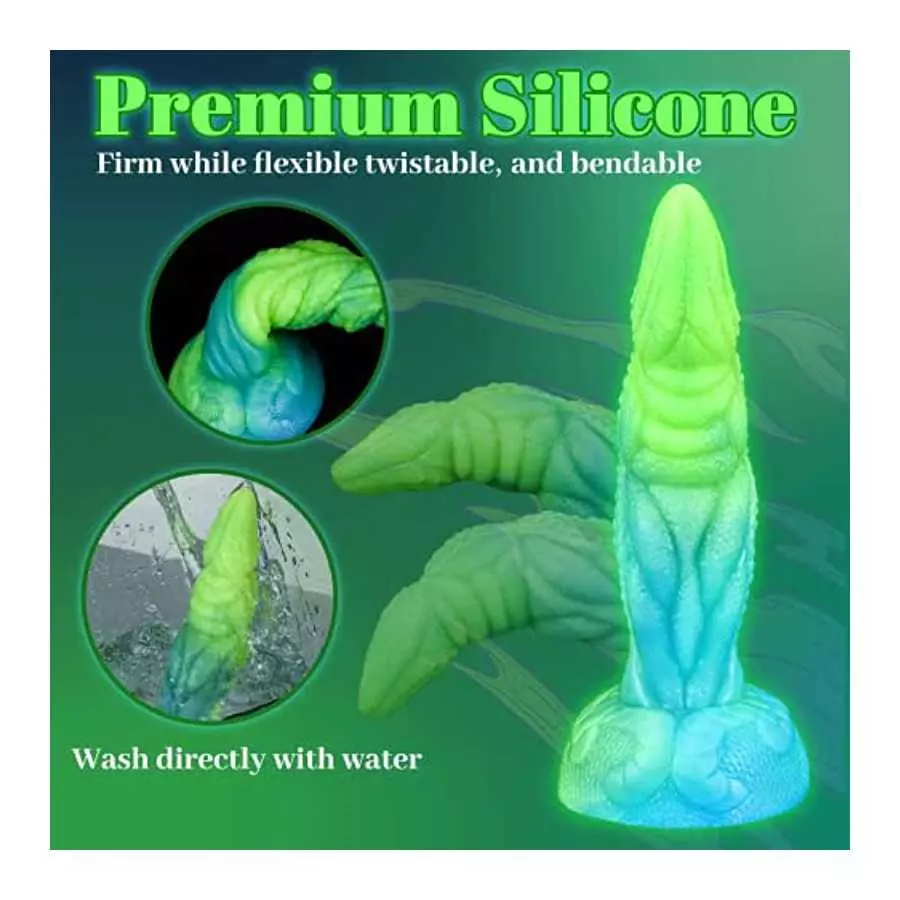 8.1in Luminous Monster Realistic Dildo with Strong Suction Cup, Leyuto Basilisk Dragon Silicone Anal Dildos Flexible Cock with C