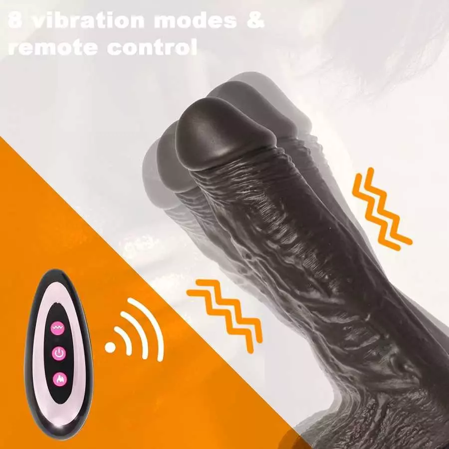 Thrusting Dildo Vibrator Sex Toy with 10 Vibrations, 8.6 Inch Powerful Vibrator with Suction Cup Brown Realistic Vibrating Dildo