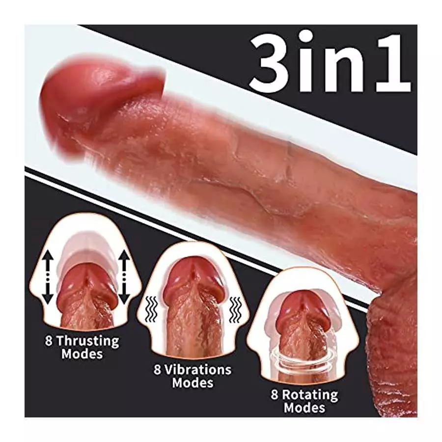 Thrusting Vibrator Dildo Authentic Replicas Dildos with 8 Thrusting and Vibration Realistic Vibrating Dildo for Women with Heati