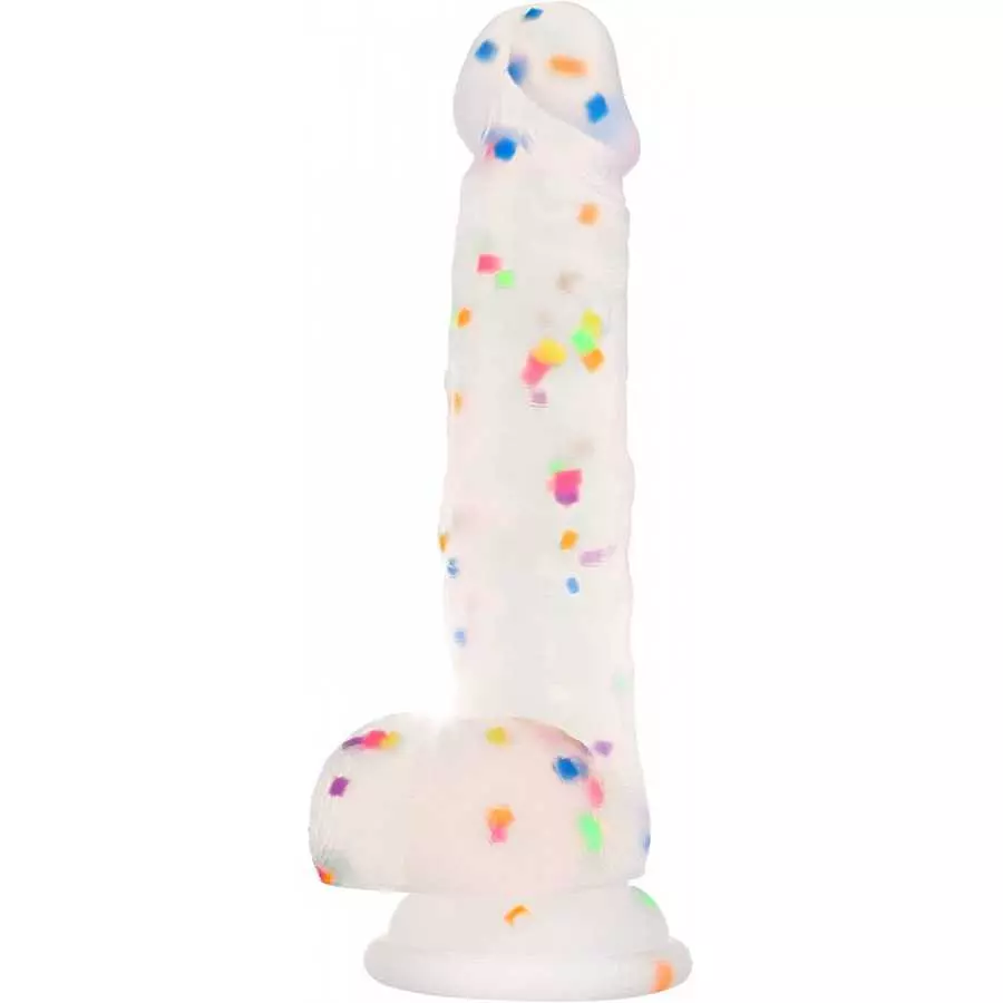 Seiecft 6.5 Inch Confetti Clear Silicone Dildo with Flared Suction Cup Base for Hands-Free Play, Flexible Dildo with Curved Shaf Seiecft 6.5 Inch Confetti Clear Silicone Dildo with Flared Suction Cup Base for Hands-Free Play, Flexible Dildo with Curved Shaf