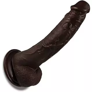 9.1Inch Realistic Dildo for Women,Big Lifelike Penis Dildos with Strong Suction Cup for Hands-Free Play,Brown Black Cock Masturb