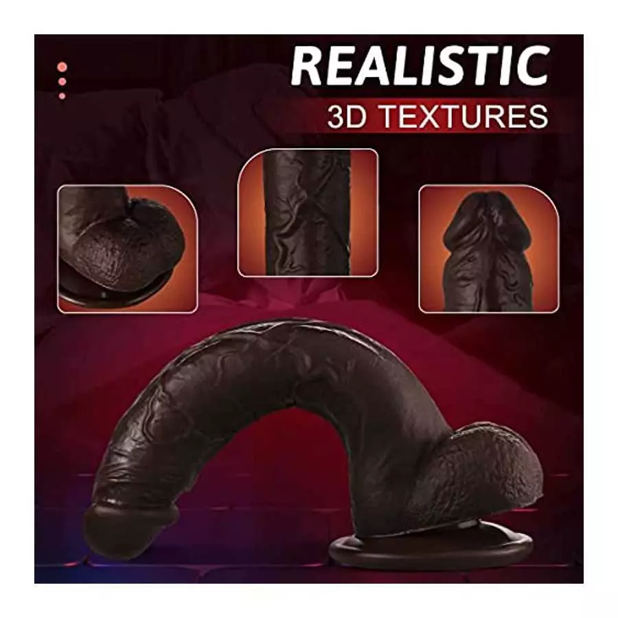 9.1Inch Realistic Dildo for Women,Big Lifelike Penis Dildos with Strong Suction Cup for Hands-Free Play,Brown Black Cock Masturb