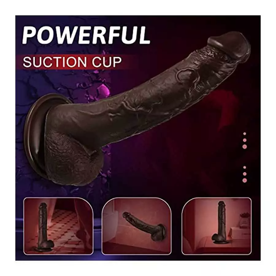 9.1Inch Realistic Dildo for Women,Big Lifelike Penis Dildos with Strong Suction Cup for Hands-Free Play,Brown Black Cock Masturb