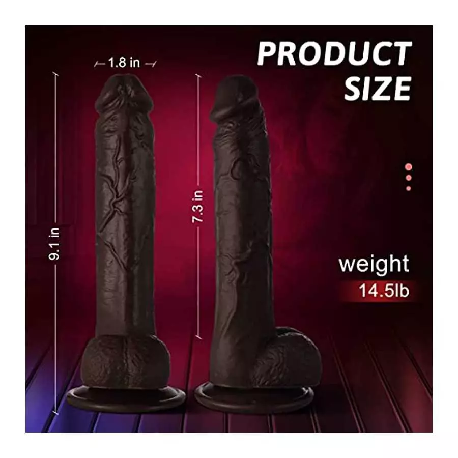 9.1Inch Realistic Dildo for Women,Big Lifelike Penis Dildos with Strong Suction Cup for Hands-Free Play,Brown Black Cock Masturb