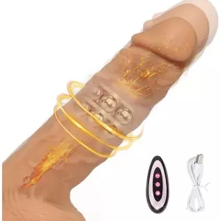 Thrusting Dildo Vibrator with Suction Cup & 10 Vibrations, Realistic Dildos with 360°Rotating & Heating, 8.6 Inch Silicone Dildo