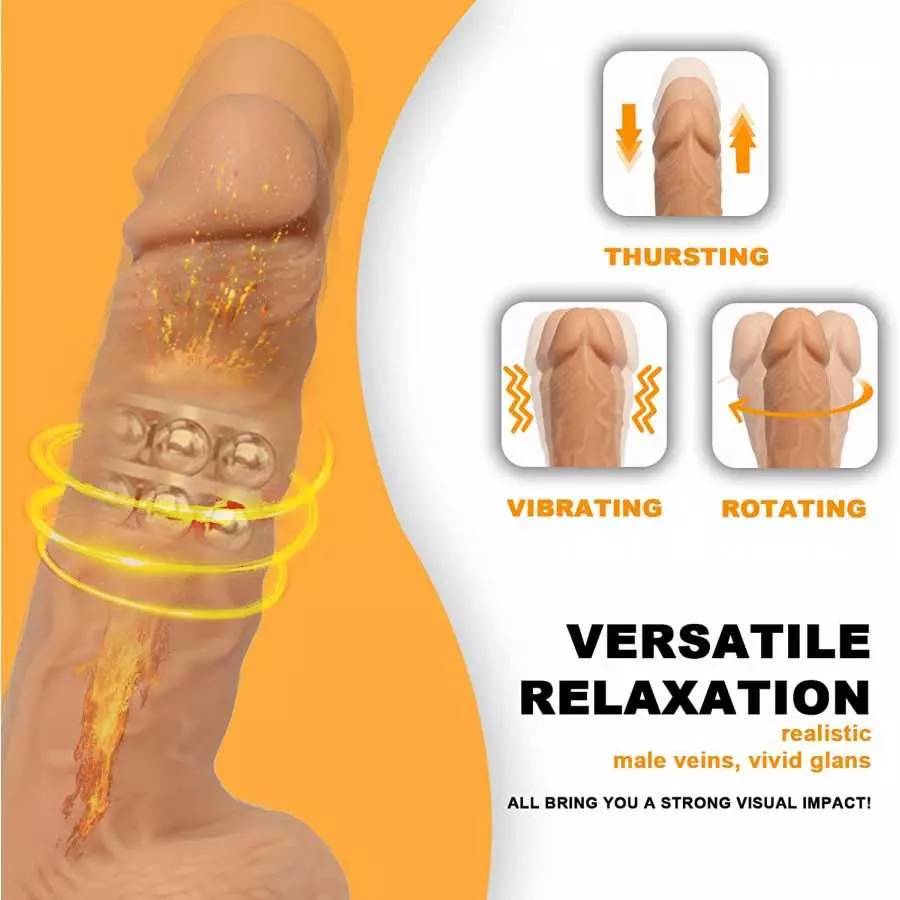 Thrusting Dildo Vibrator with Suction Cup & 10 Vibrations, Realistic Dildos with 360°Rotating & Heating, 8.6 Inch Silicone Dildo