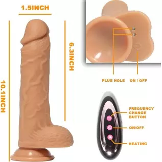 Thrusting Dildo Vibrator with Suction Cup & 10 Vibrations, Realistic Dildos with 360°Rotating & Heating, 8.6 Inch Silicone Dildo