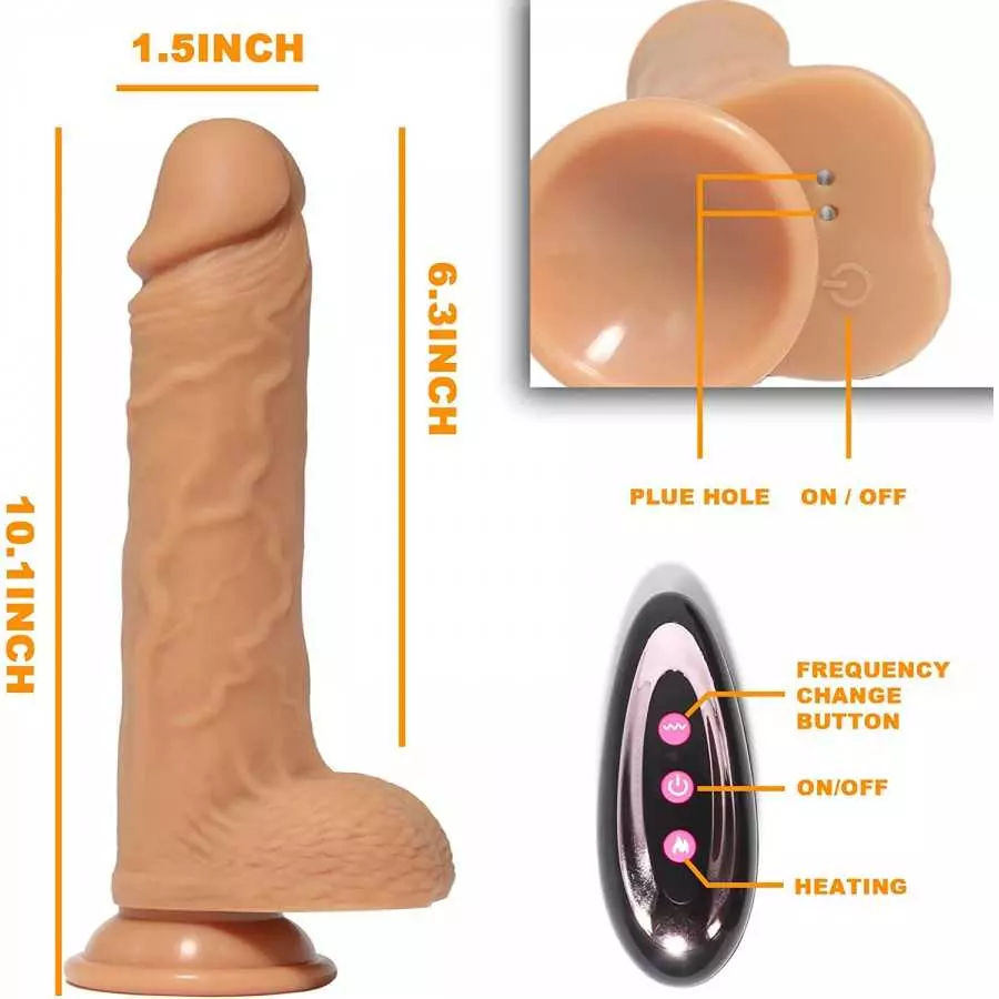 Thrusting Dildo Vibrator with Suction Cup & 10 Vibrations, Realistic Dildos with 360°Rotating & Heating, 8.6 Inch Silicone Dildo