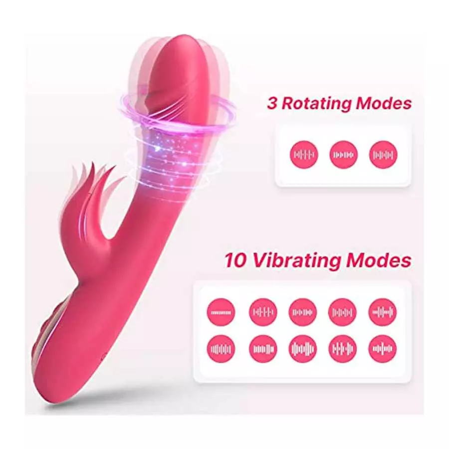 Rabbit Vibrator G Spot Rotating Dildo Vagina Vibrators Clitoral Stimulator, Female Massager with 10 Vibrating 3 Rotating Modes S
