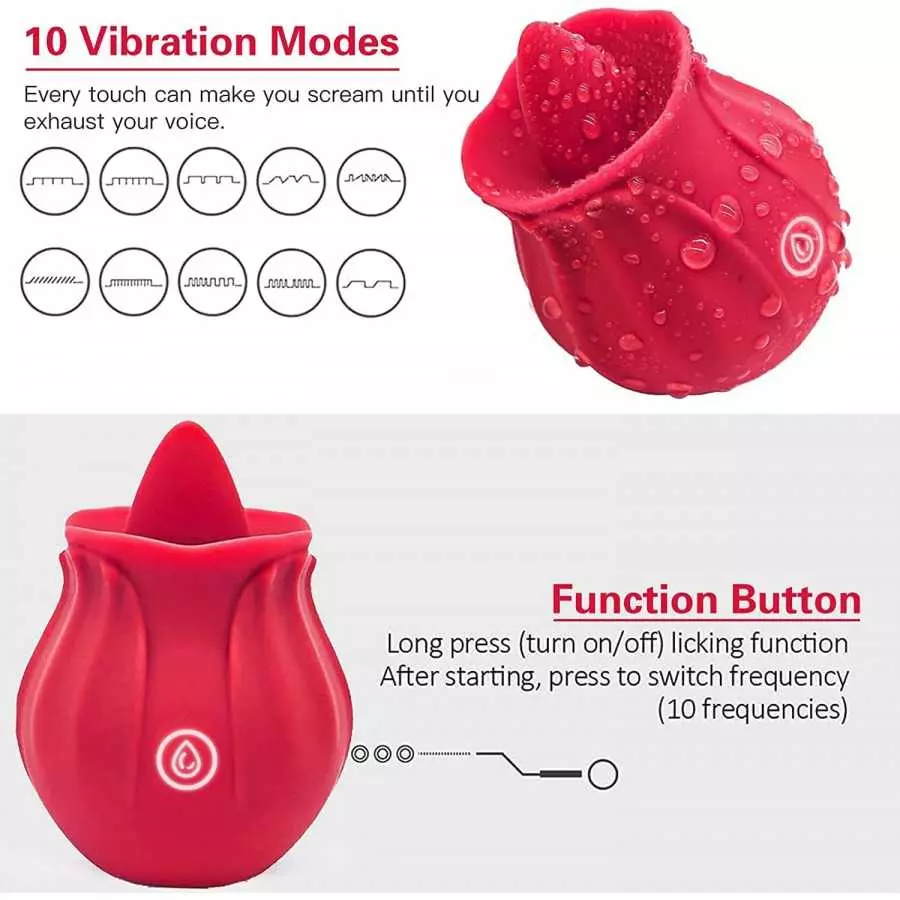 Rose Toy Vibrator for Woman,Clitoral Stimulator Licking Thrusting G Spot Dildo Vibrator with 10 Modes,Rose Adult Sex Toys Games,