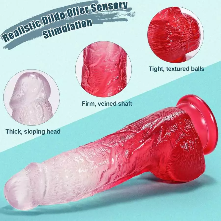 Realistic Dildo 7.8 Inch G Spot Dildo with Suction Cup for Hands-Free Play, Flexible Waterproof Dildo Realistic Penis Adult Sex