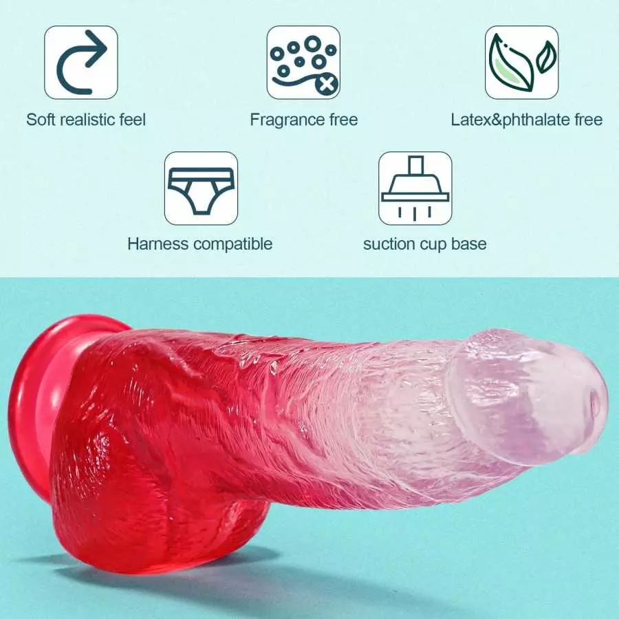 Realistic Dildo 7.8 Inch G Spot Dildo with Suction Cup for Hands-Free Play, Flexible Waterproof Dildo Realistic Penis Adult Sex