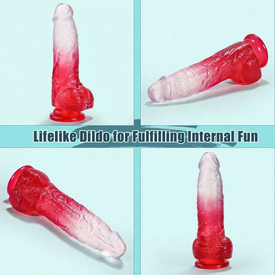 Realistic Dildo 7.8 Inch G Spot Dildo with Suction Cup for Hands-Free Play, Flexible Waterproof Dildo Realistic Penis Adult Sex