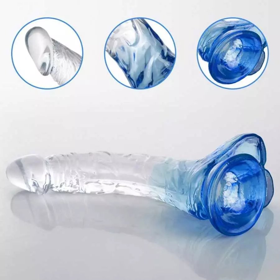 Realistic Jelly Dildo with Suction Cup, Romi Transparent G-spot Dildo for Female Vaginal Stimulator Male Prostate Massage (Trans