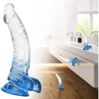 Realistic Jelly Dildo with Suction Cup, Romi Transparent G-spot Dildo for Female Vaginal Stimulator Male Prostate Massage (Trans Realistic Jelly Dildo with Suction Cup, Romi Transparent G-spot Dildo for Female Vaginal Stimulator Male Prostate Massage (Trans