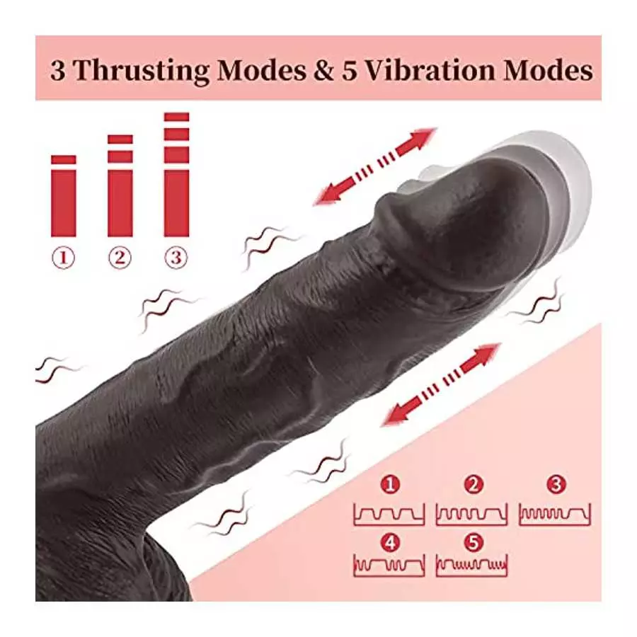 8.8" Thrusting Dildo Vibrator for Women-Huge Realistic Vibrating Dildo with 3 Powerful Thrusting & 5 Vibration, Silicone Penis G