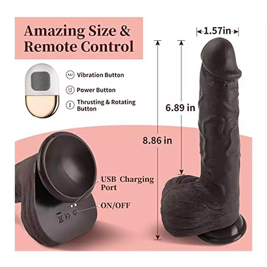 8.8" Thrusting Dildo Vibrator for Women-Huge Realistic Vibrating Dildo with 3 Powerful Thrusting & 5 Vibration, Silicone Penis G