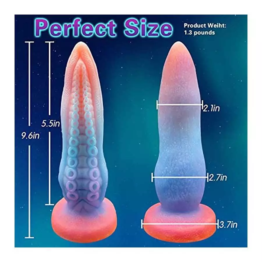 9.6 Inch Huge Realistic Dildo Luminous Octopus Tentacle Thick Dildo,Silicone Anal Plug Dragon Dildo with Suction Cup Fantasy G-S