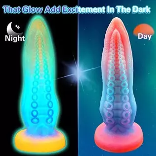 9.6 Inch Huge Realistic Dildo Luminous Octopus Tentacle Thick Dildo,Silicone Anal Plug Dragon Dildo with Suction Cup Fantasy G-S
