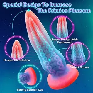 9.6 Inch Huge Realistic Dildo Luminous Octopus Tentacle Thick Dildo,Silicone Anal Plug Dragon Dildo with Suction Cup Fantasy G-S