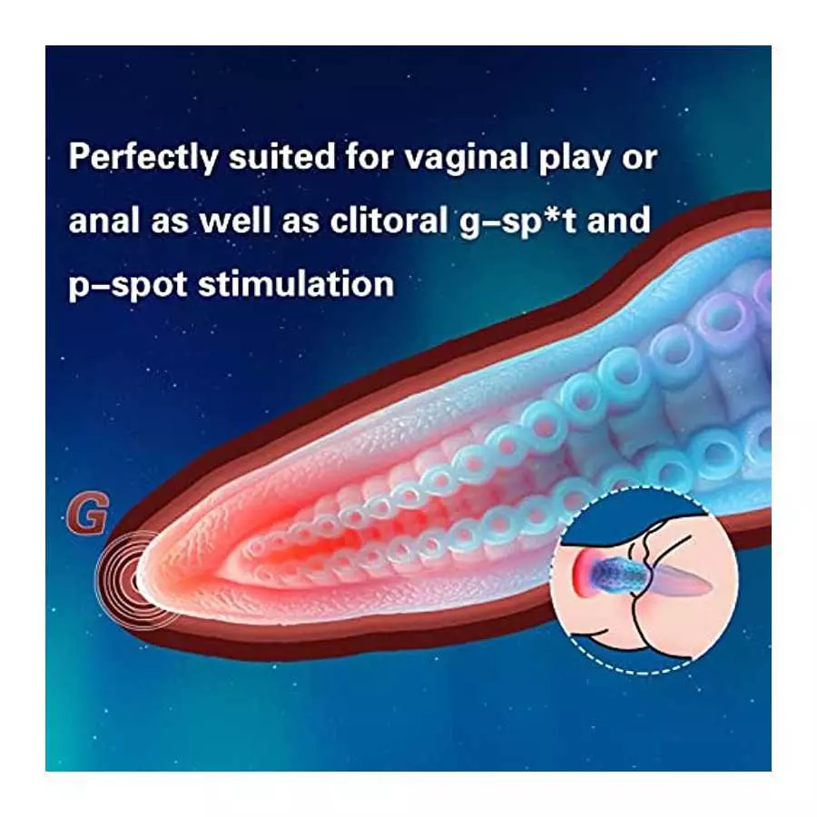 9.6 Inch Huge Realistic Dildo Luminous Octopus Tentacle Thick Dildo,Silicone Anal Plug Dragon Dildo with Suction Cup Fantasy G-S