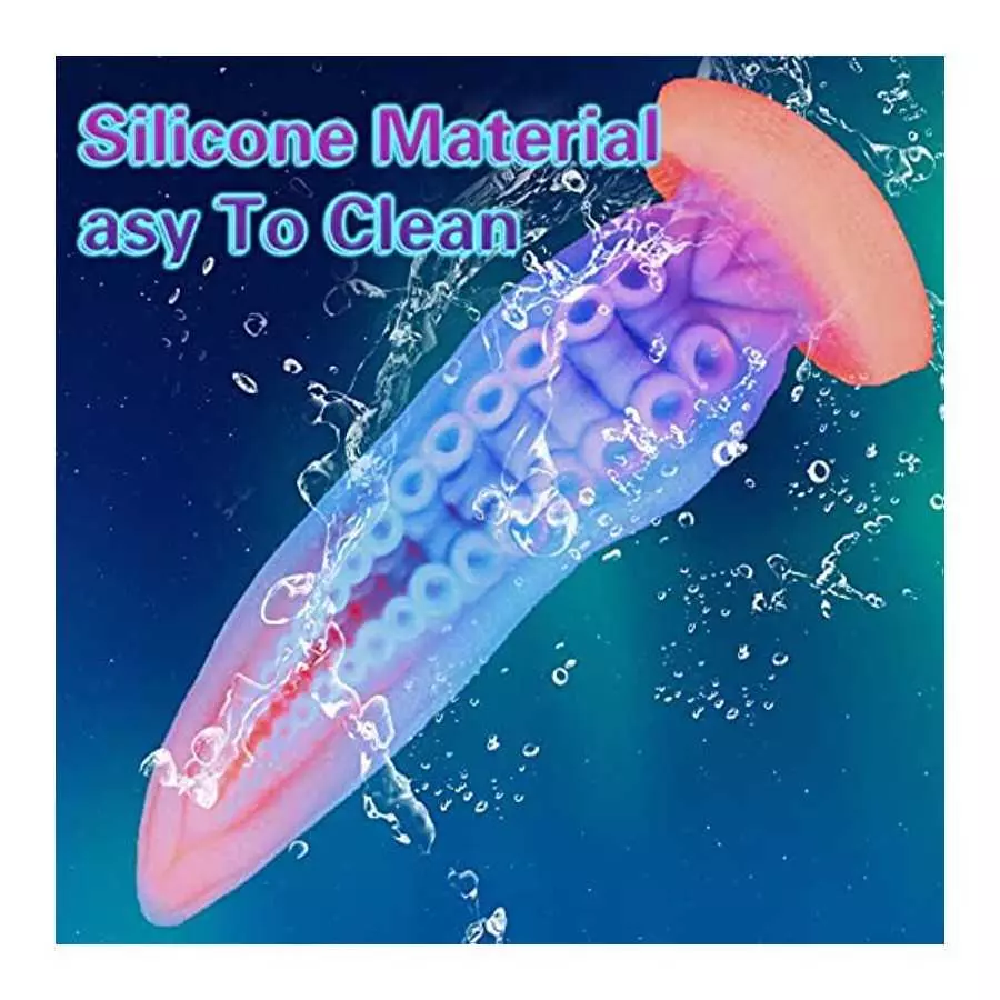 9.6 Inch Huge Realistic Dildo Luminous Octopus Tentacle Thick Dildo,Silicone Anal Plug Dragon Dildo with Suction Cup Fantasy G-S