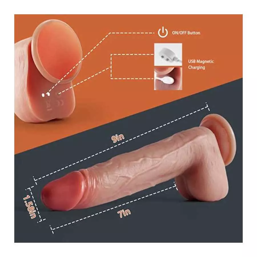 SHEHEME Thrusting Dildo Vibrator Sex Toy for Women,9 inch Realistic Dildo for G-spot with APP Control,9 Thrusting&Rotating &Vibr