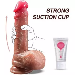 Lifelike Huge Realistic Silicone Dildo,Body-Safe Material Hands-Free Dildo with Strong Suction Cup,7.7 Inch Soft Realistic Penis
