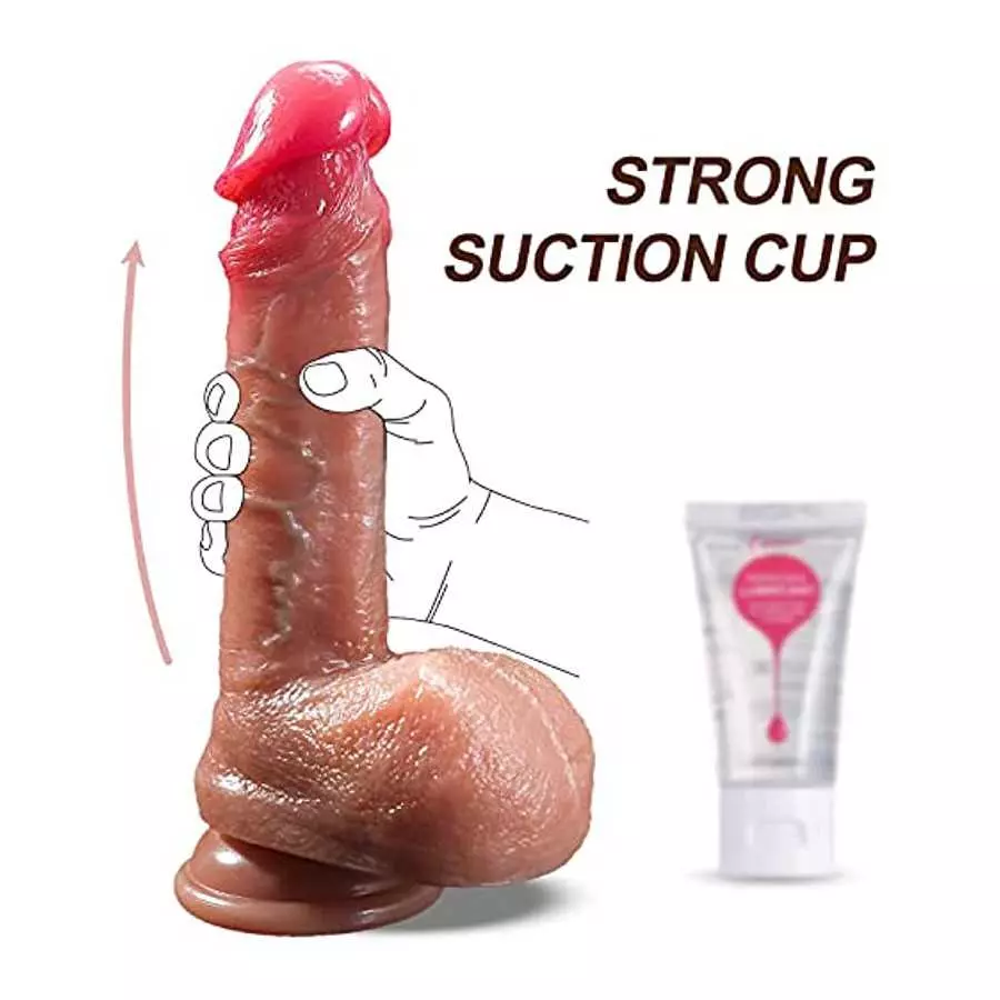 Lifelike Huge Realistic Silicone Dildo,Body-Safe Material Hands-Free Dildo with Strong Suction Cup,7.7 Inch Soft Realistic Penis