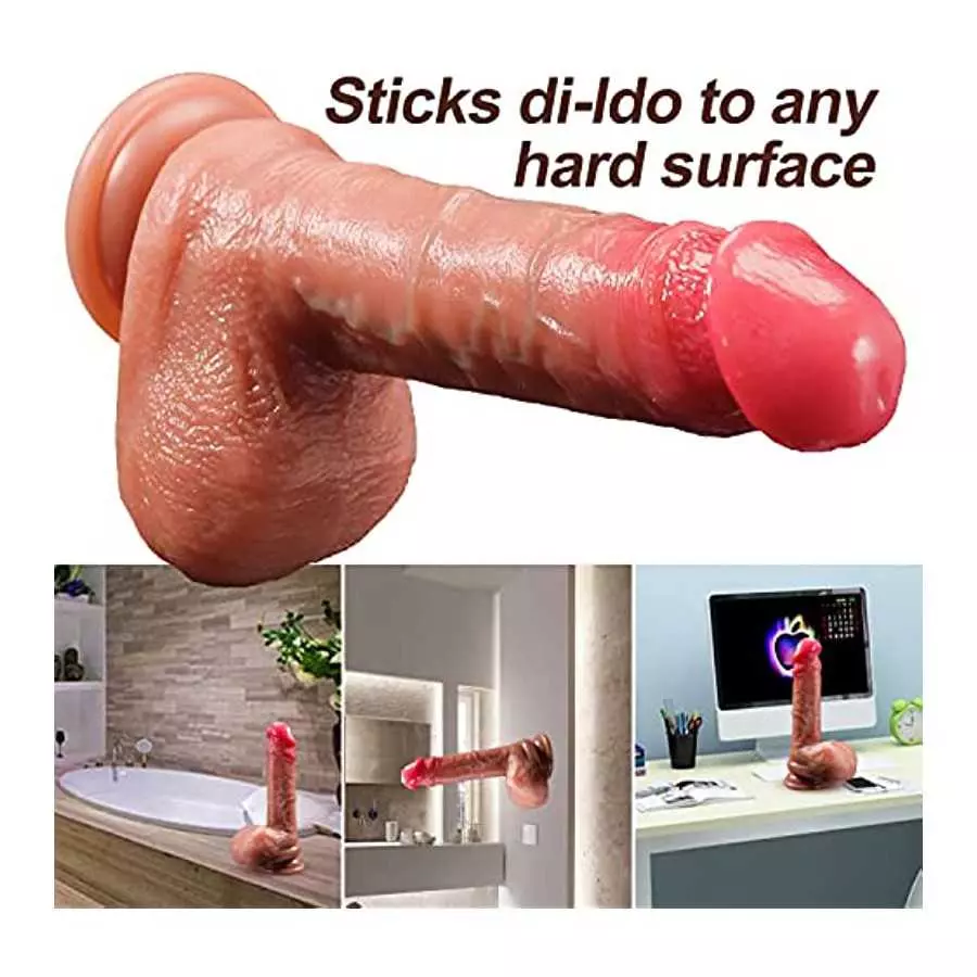 Lifelike Huge Realistic Silicone Dildo,Body-Safe Material Hands-Free Dildo with Strong Suction Cup,7.7 Inch Soft Realistic Penis