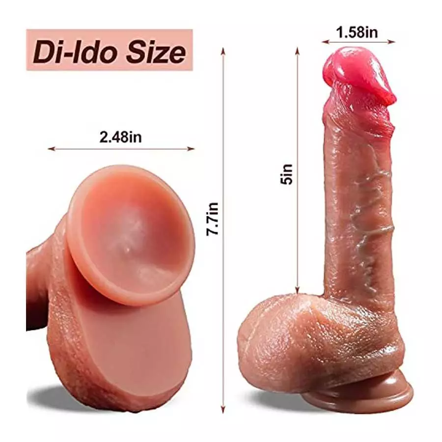 Lifelike Huge Realistic Silicone Dildo,Body-Safe Material Hands-Free Dildo with Strong Suction Cup,7.7 Inch Soft Realistic Penis