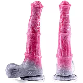Realistic Horse Dildo 9.6 inch Long Pink Silicone Dildos with Suction, Lifelike Animal Dildo Anal Plug Adult Toy for Beginners a