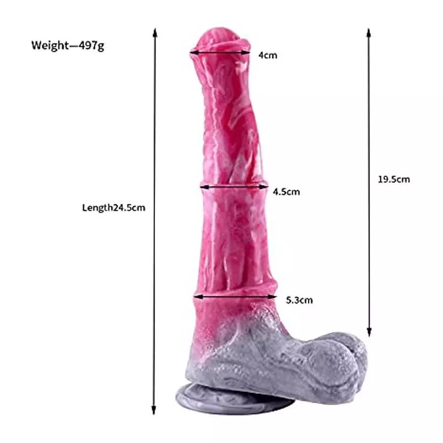 Realistic Horse Dildo 9.6 inch Long Pink Silicone Dildos with Suction, Lifelike Animal Dildo Anal Plug Adult Toy for Beginners a