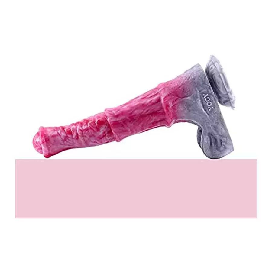 Realistic Horse Dildo 9.6 inch Long Pink Silicone Dildos with Suction, Lifelike Animal Dildo Anal Plug Adult Toy for Beginners a