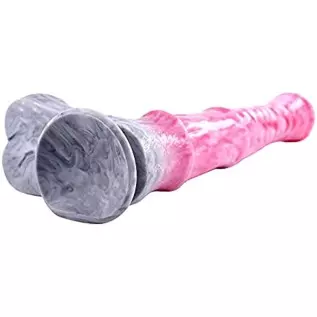 Realistic Horse Dildo 9.6 inch Long Pink Silicone Dildos with Suction, Lifelike Animal Dildo Anal Plug Adult Toy for Beginners a